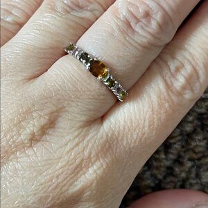 NWT Elegant Natural Tourmaline Multicolor in 925 Sterling Silver Ring Size 6.5